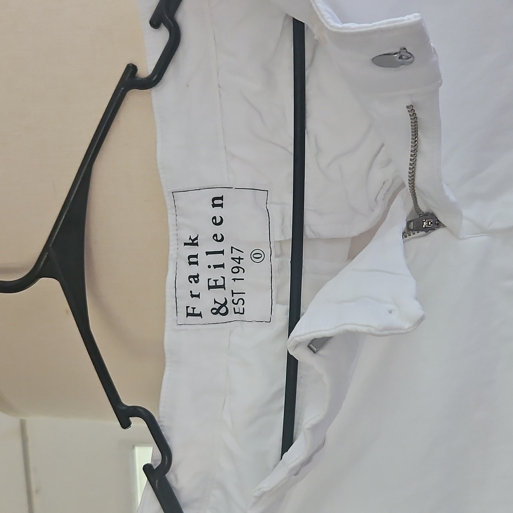 FRANK & EILEEN wicklow pant Italian chino white crop ankle fray size 0